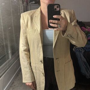Ralph Lauren linen blend blazer,silver tone lion buttons